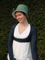 The Navy Figured Spencer and Green Bonnet 